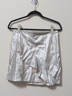 Mossimo Supply Co. Metallic Silver Ruffle Mini Skirt